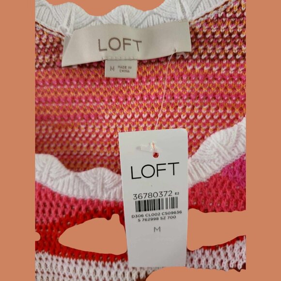 LOFT wavy scoop neck tank top pink M - Picture 2 of 4